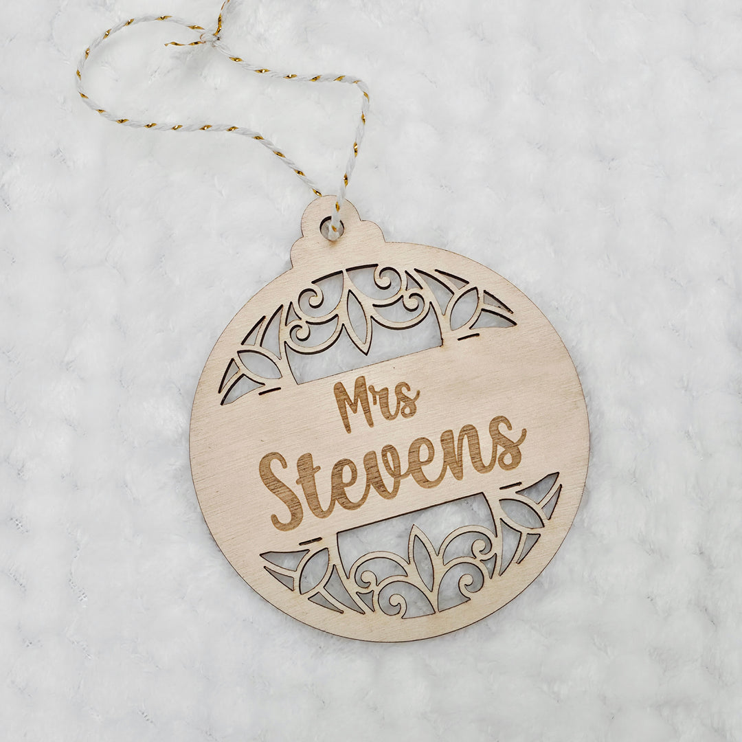 Personalised Wooden Teacher Bauble