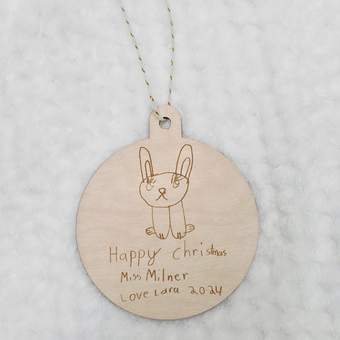 Personalised Wooden Kid's Drawing or Writing Bauble
