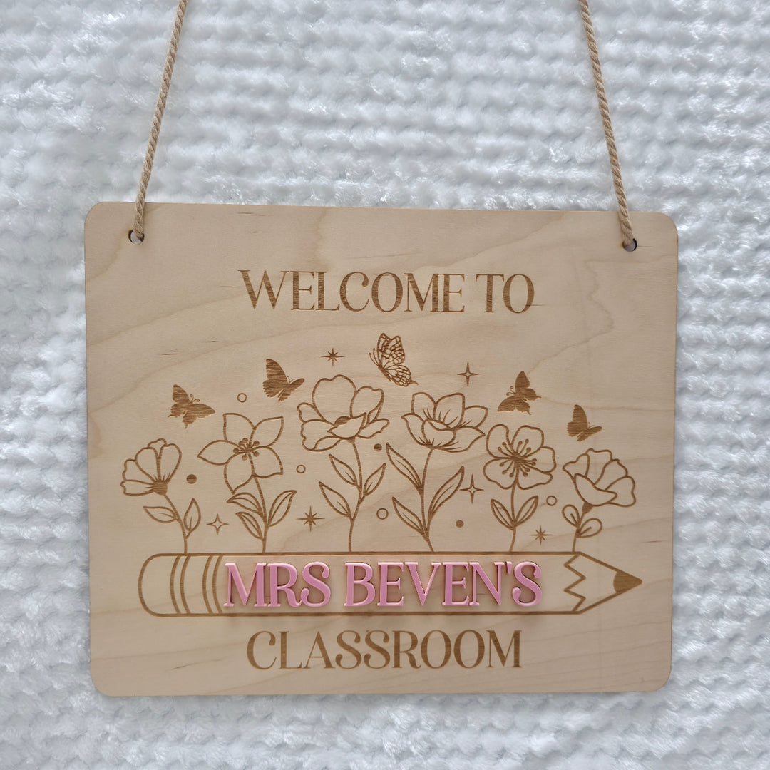 Classroom Welcome Floral Sign