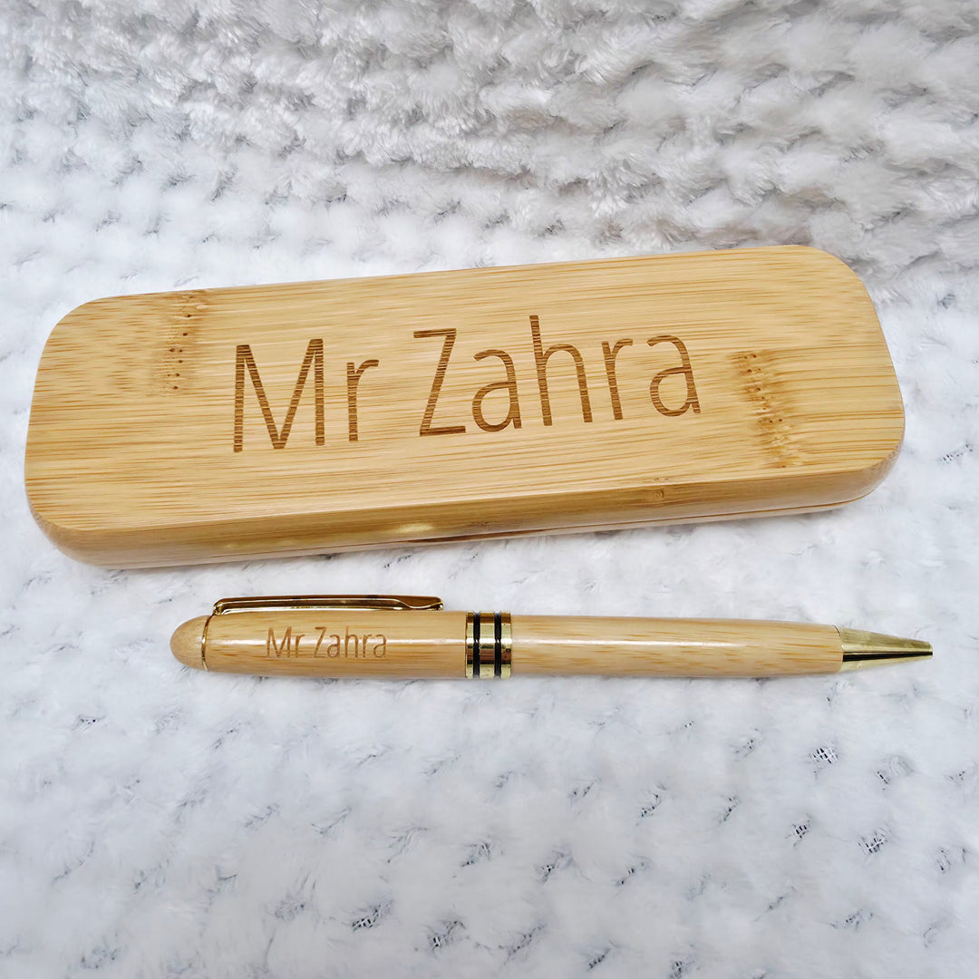 Engraved Wooden Pen and Case