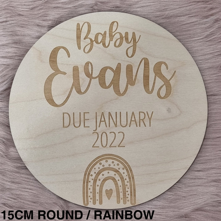 Assorted - Baby X Pregnancy Announcement Plaque 15Cm Round / Rainbow