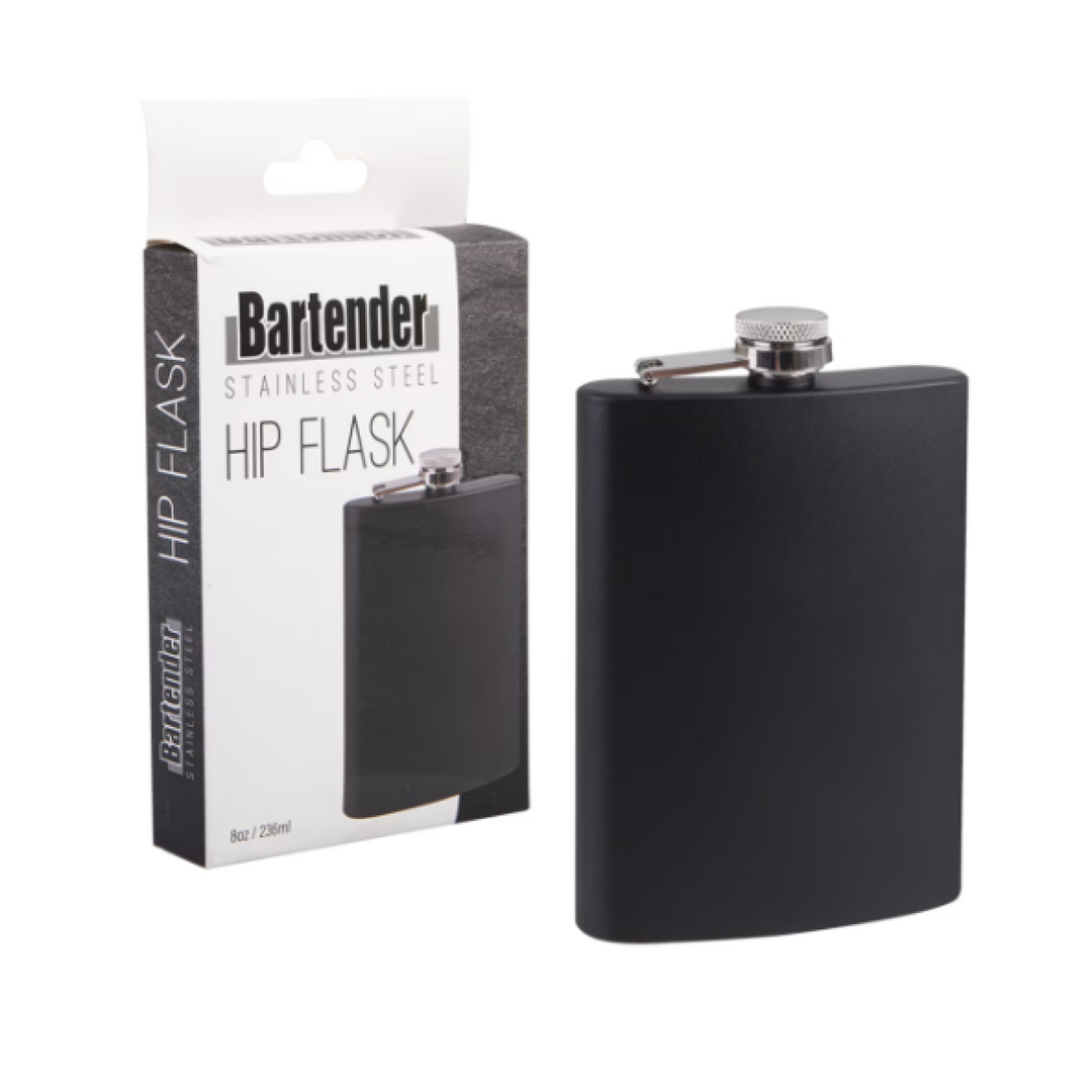 Bartender Matte Black Hip Flask 236Ml