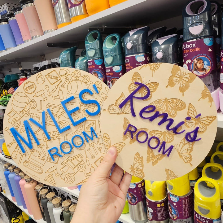 Butterfly Engraved Round Name Plaque