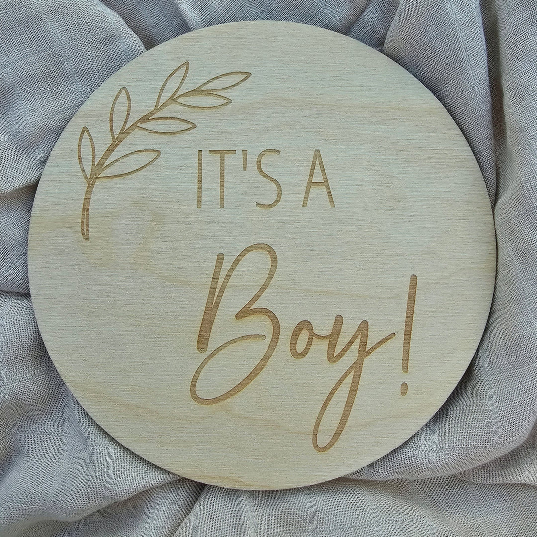 Its A Boy Engraved Plaque - Leaf