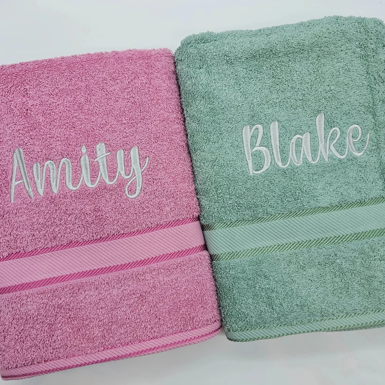 Towels with embroidered discount names