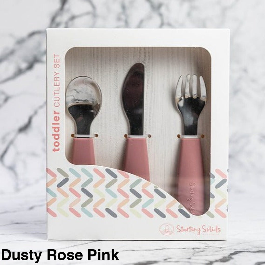 Starting Solids Big Kid Silvie Cutlery Set Dusty Rose Pink