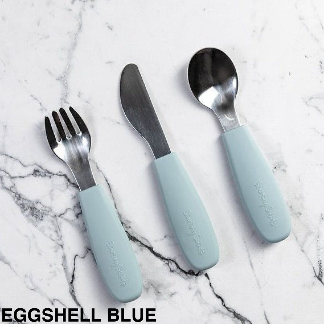 Starting Solids Big Kid Silvie Cutlery Set Eggshell Blue