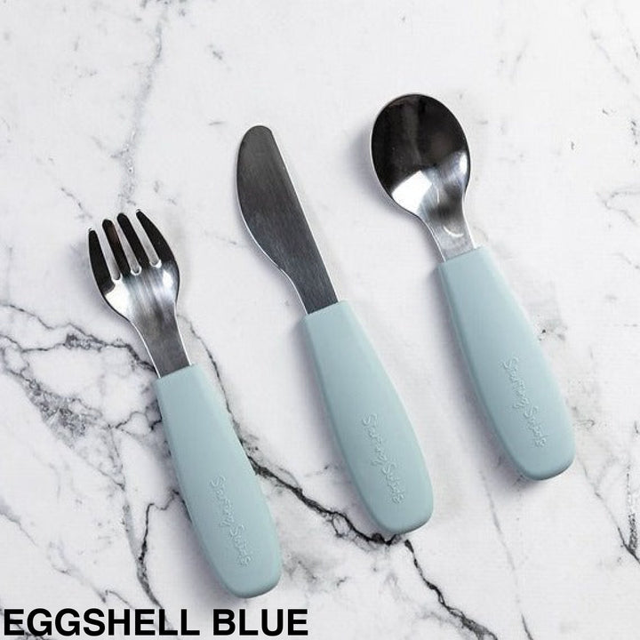 Starting Solids Big Kid Silvie Cutlery Set Eggshell Blue