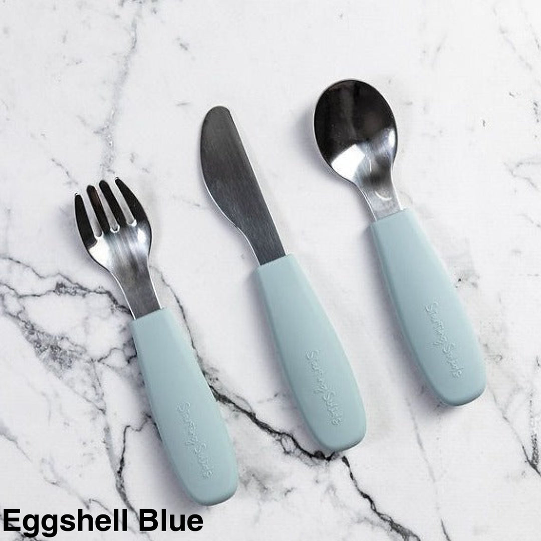 Starting Solids Big Kid Silvie Cutlery Set Eggshell Blue