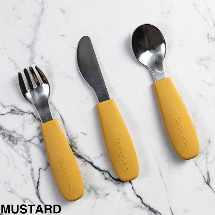 Starting Solids Big Kid Silvie Cutlery Set Mustard