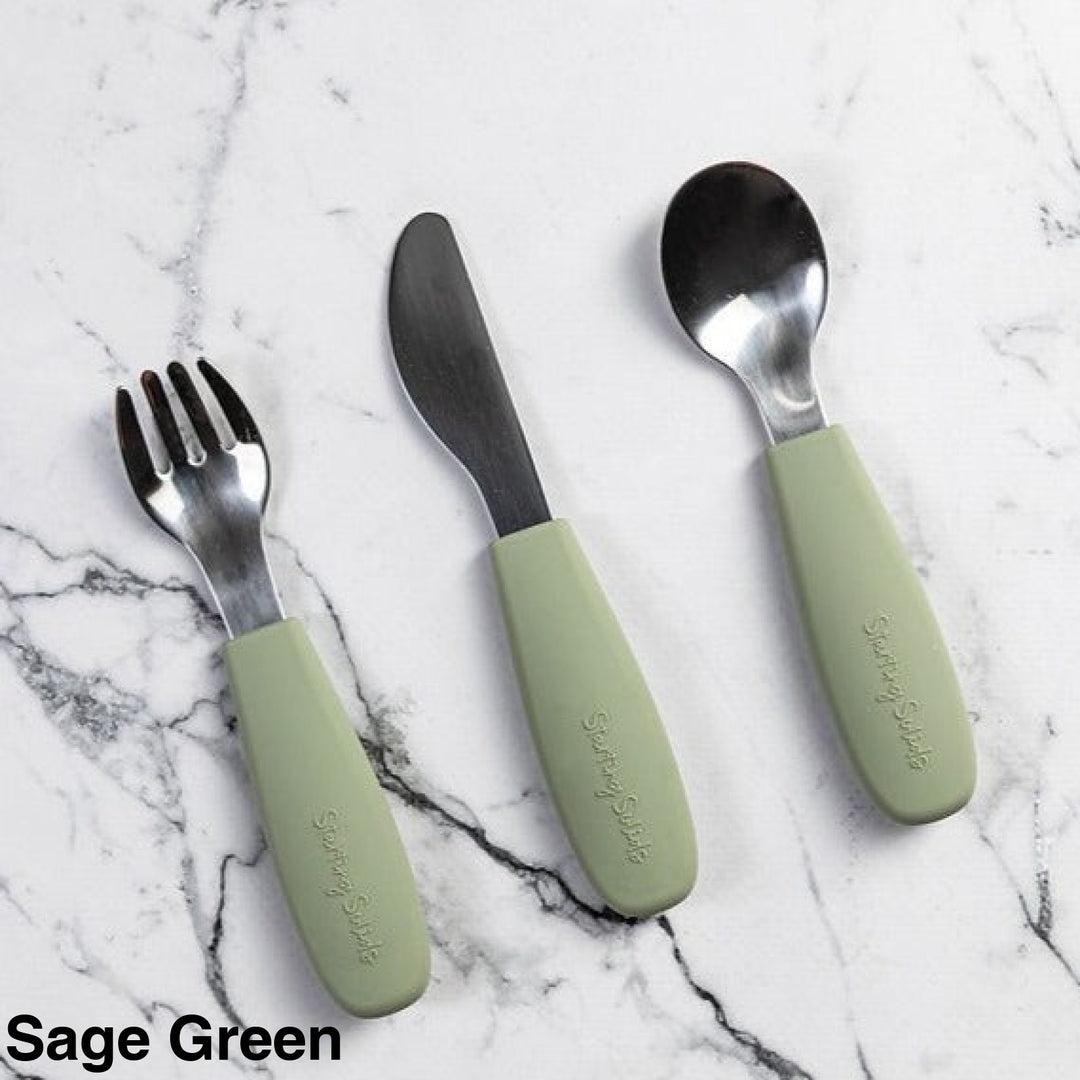 Starting Solids Big Kid Silvie Cutlery Set Sage Green
