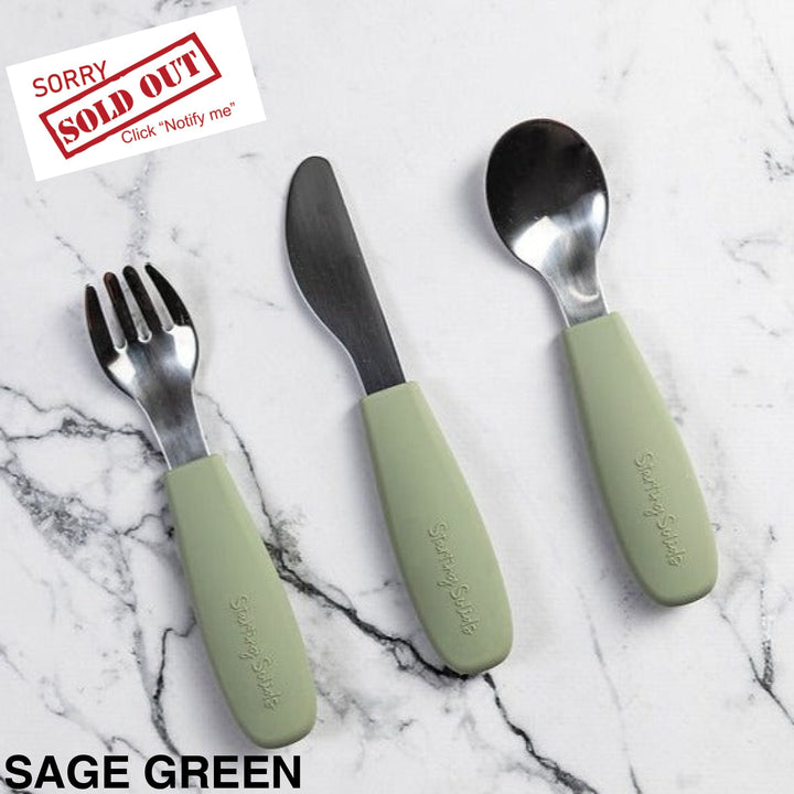 Starting Solids Big Kid Silvie Cutlery Set Sage Green