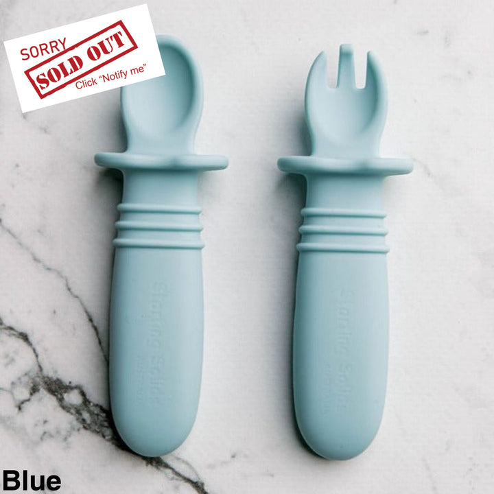 Starting Solids Selfie Soon & Fork Set Blue