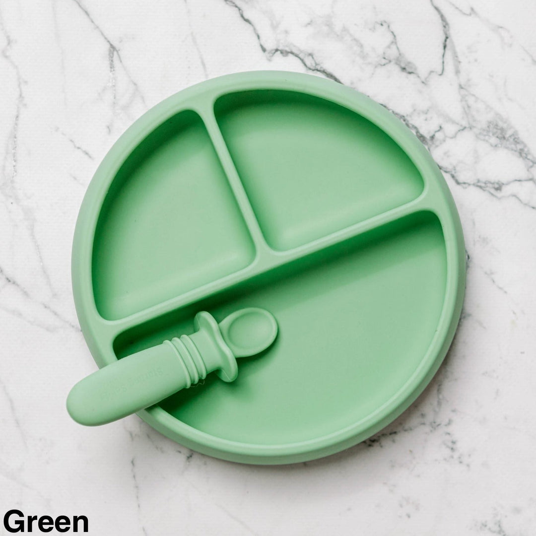 Starting Solids Suckie Scoop Divided Plate Green