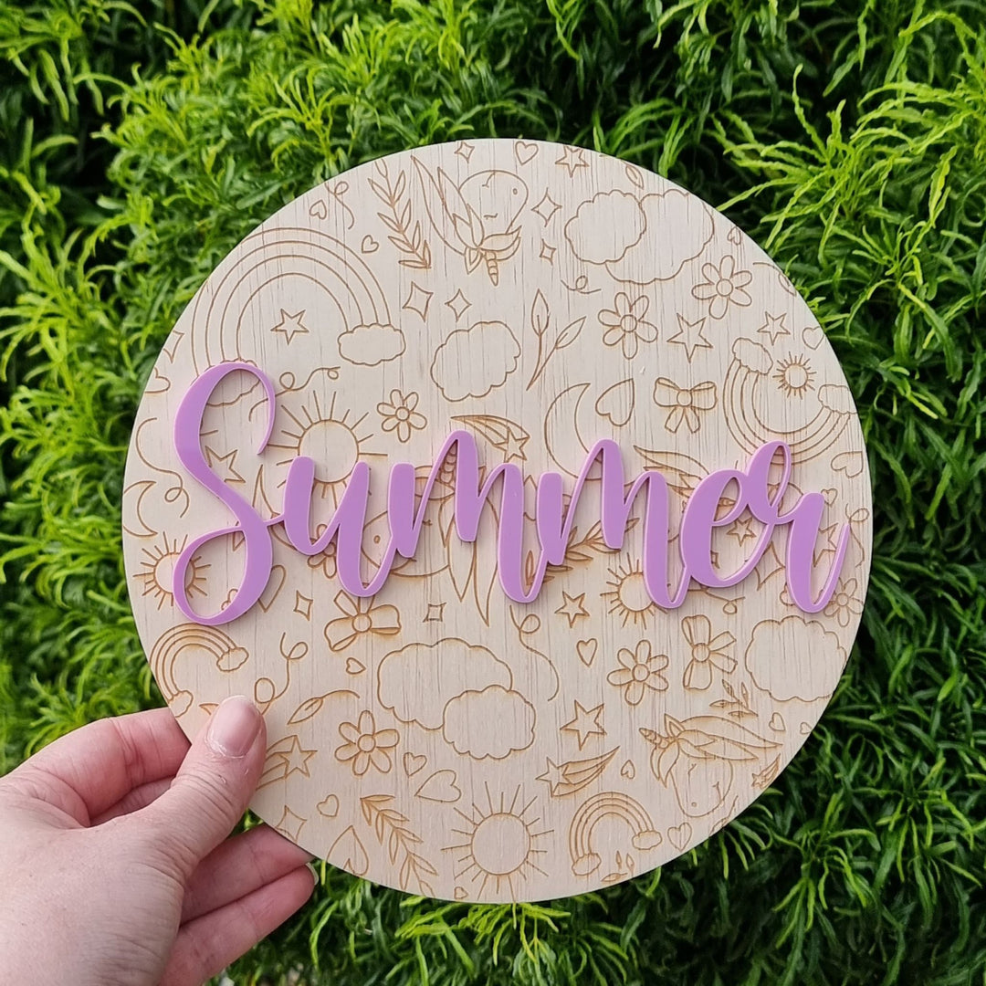 Unicorn Engraved Round Name Plaque