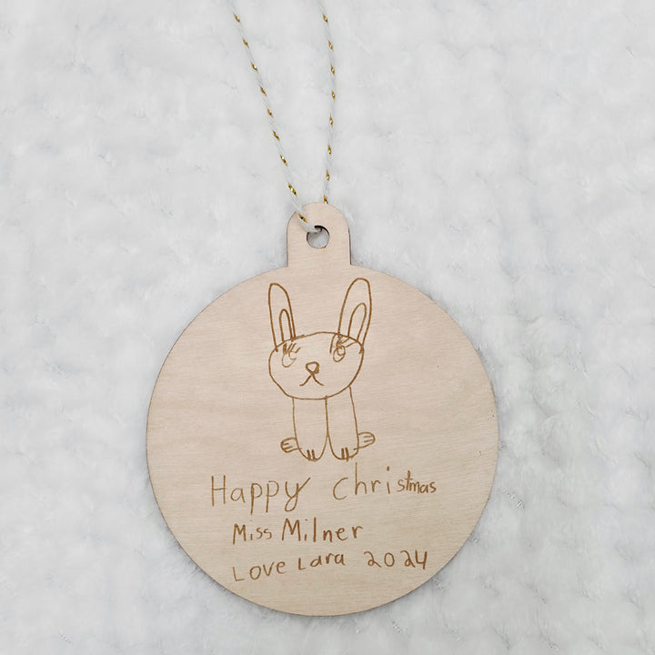 Personalised Wooden Kid's Drawing or Writing Bauble