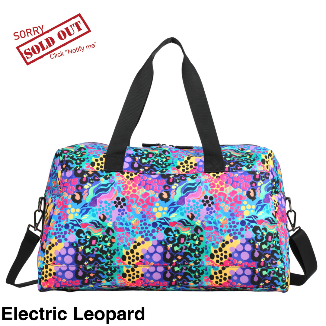 Alimasy Overnight Duffle Bag *Preorder Due Approx 1/12/22* Electric Leopard