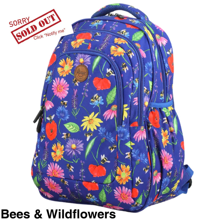 Alimasy School Backpack - Large Bees & Wildflowers *Preorder Due Approx 1/12/22*
