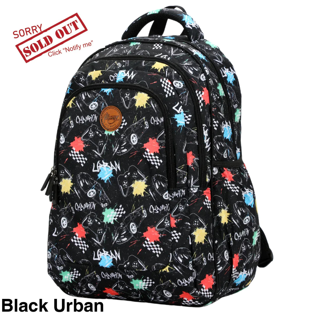 Alimasy School Backpack - Large Black Urban