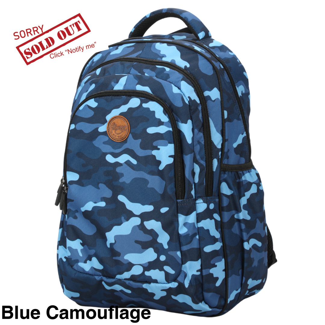 Alimasy School Backpack - Large Blue Camouflage