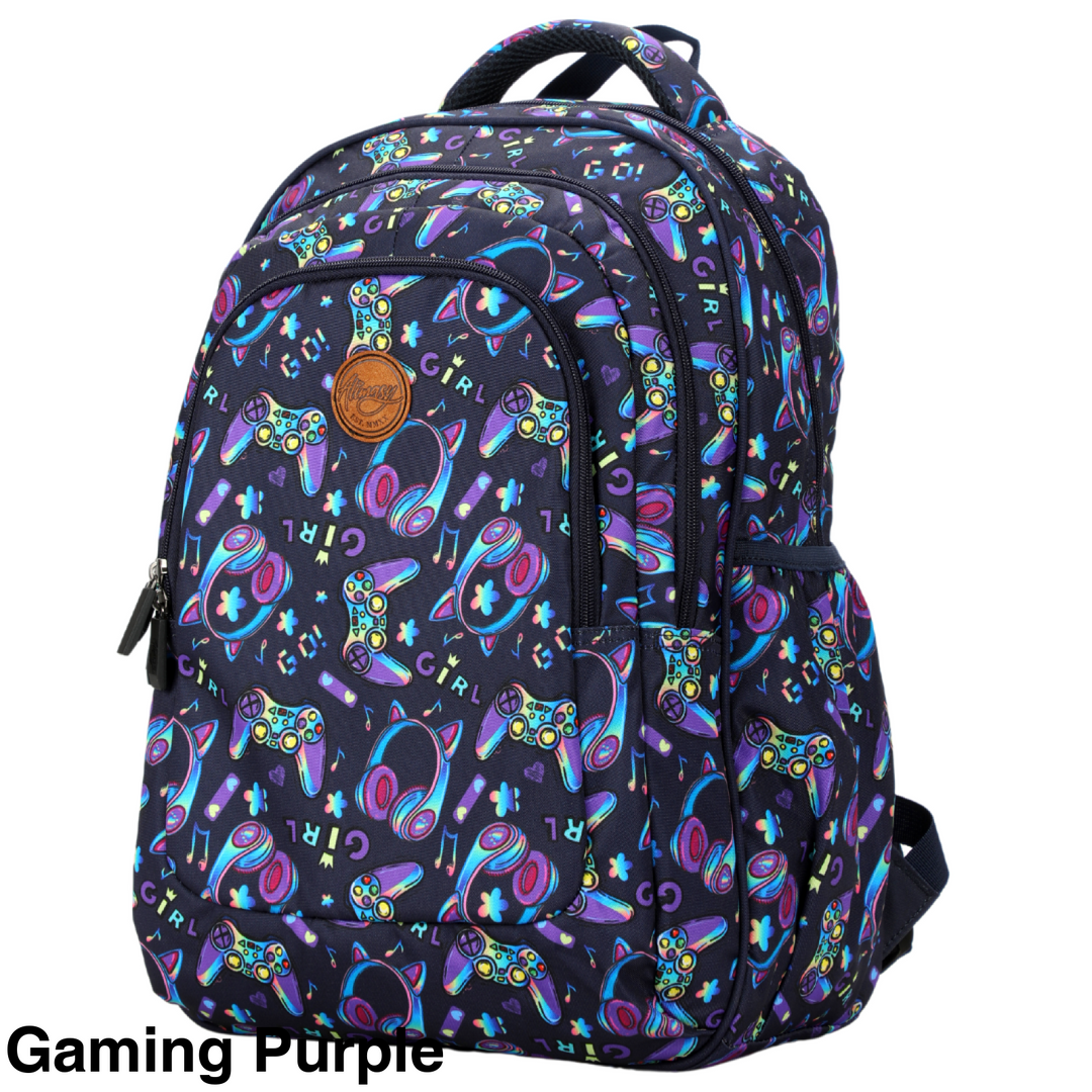 Alimasy School Backpack - Large Gaming Purple