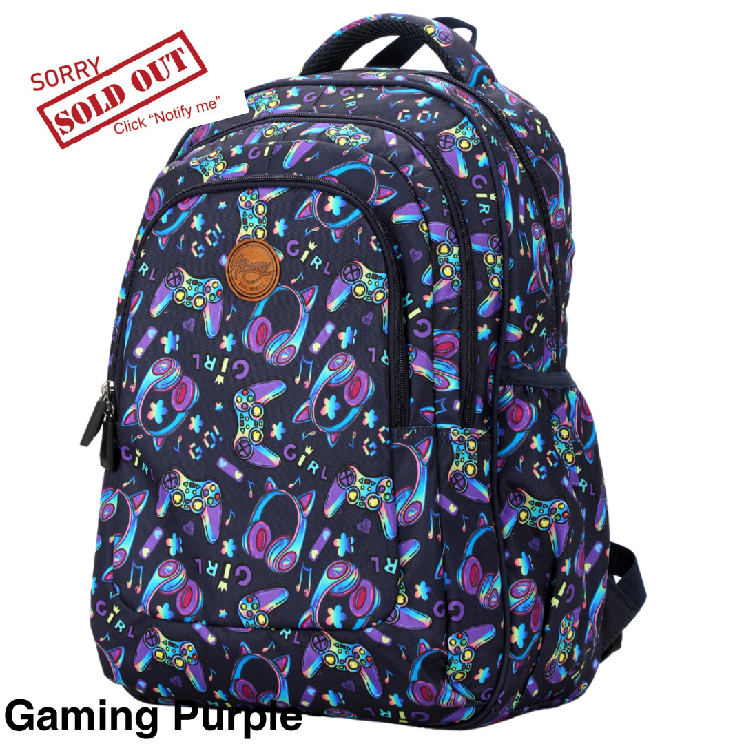 Alimasy School Backpack - Large Gaming Purple