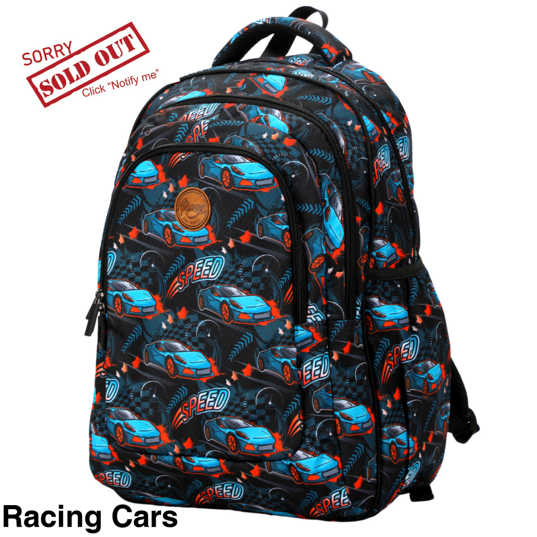 Alimasy School Backpack - Large Racing Cars