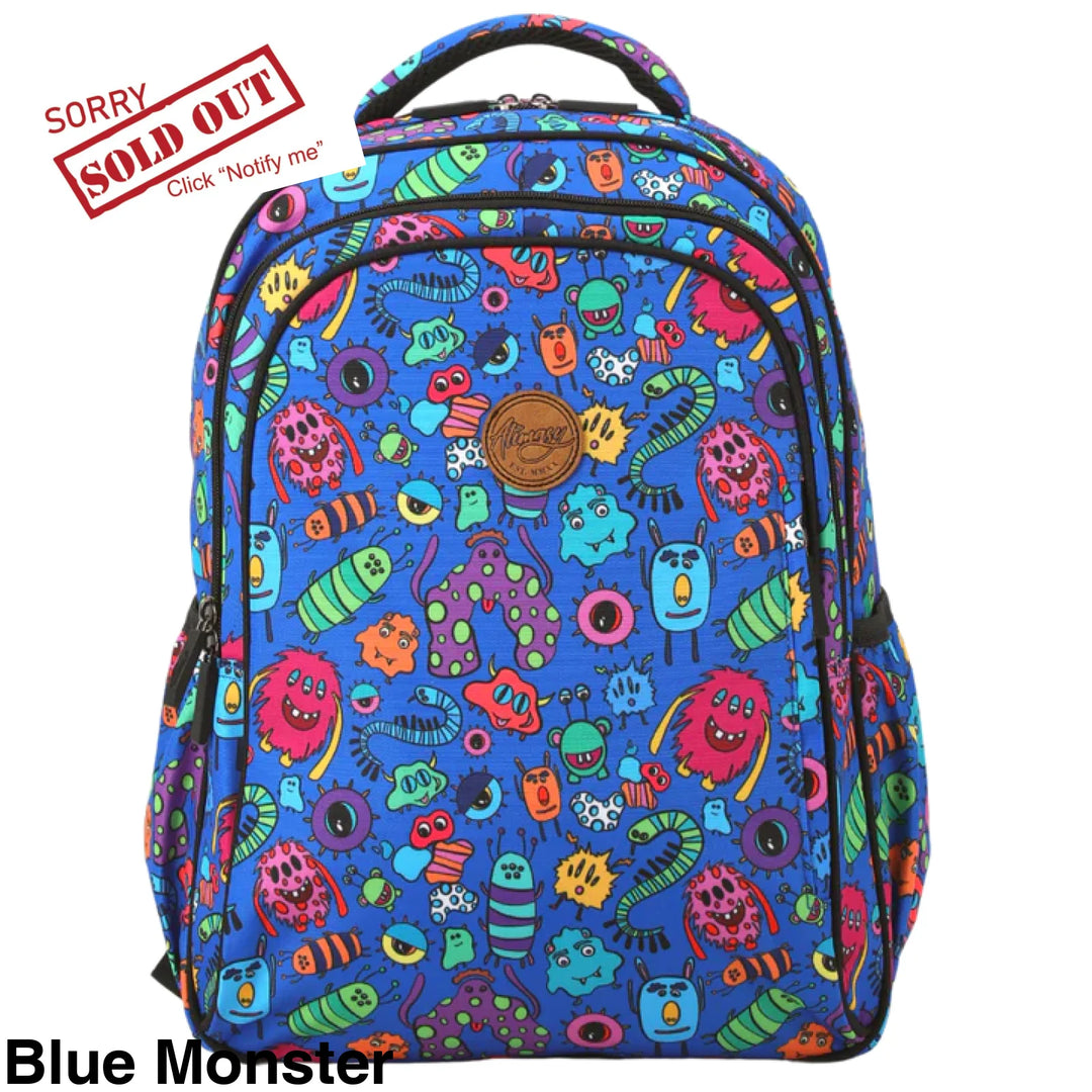 Alimasy School Backpack - Midsize Blue Monster