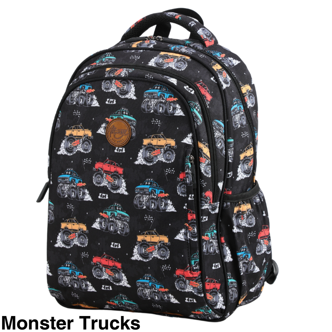 Alimasy School Backpack - Midsize Monster Trucks
