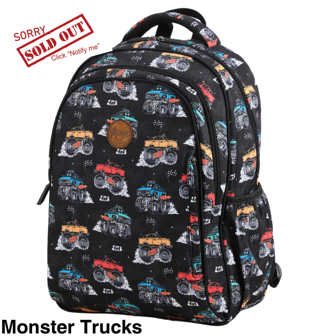 Alimasy School Backpack - Midsize Monster Trucks