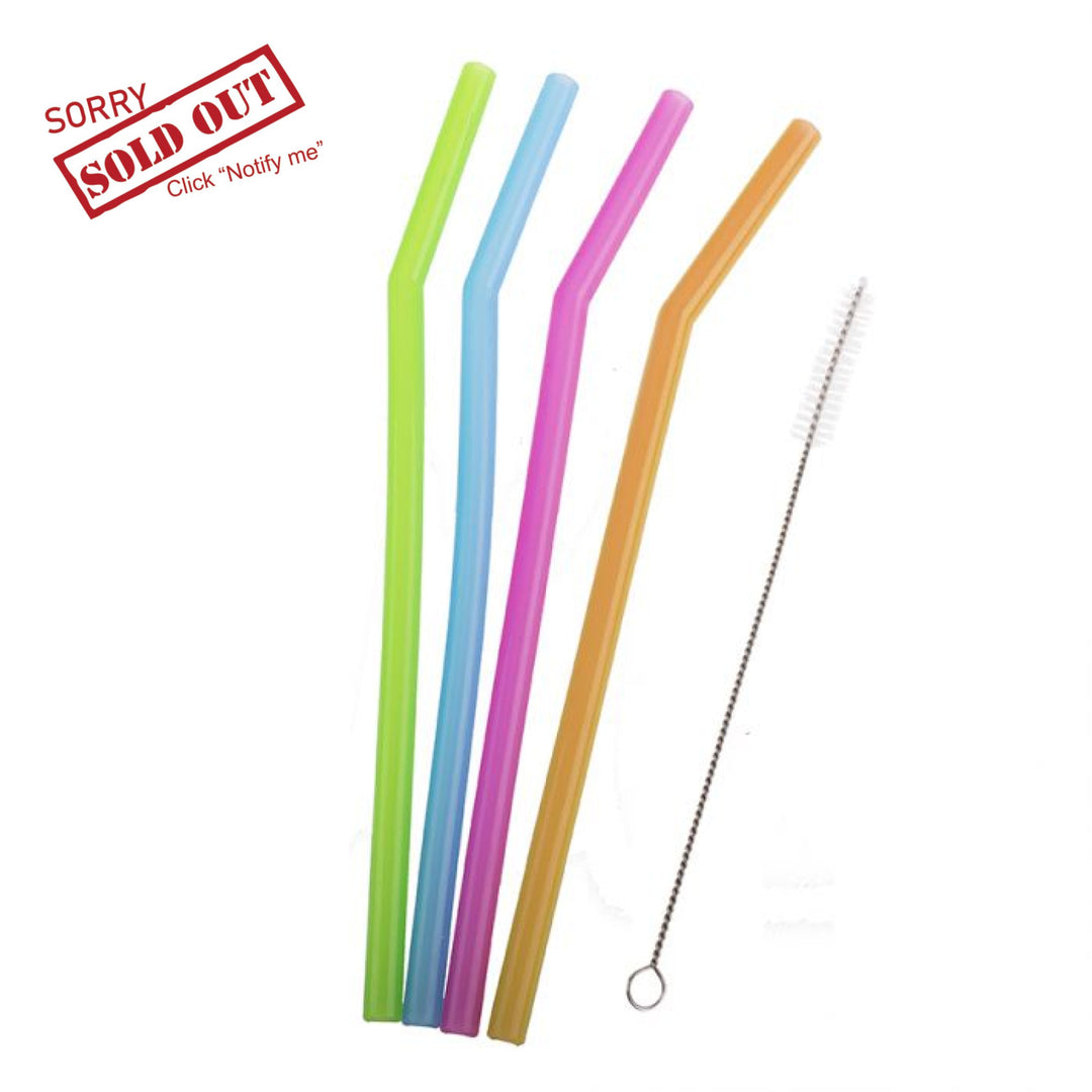 Appetito Silicone Bent Straw 4 Pack