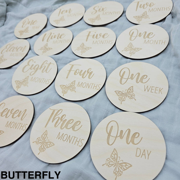 Assorted - Baby Milestone Engraved Discs Butterfly