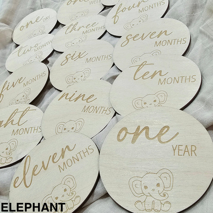 Baby Milestone Engraved Discs - Elephant