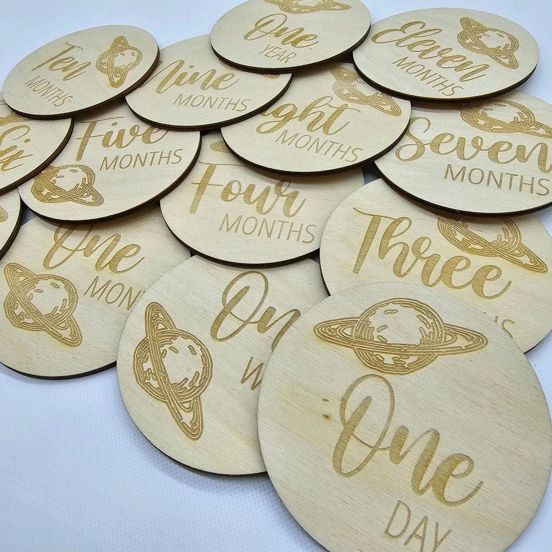Assorted - Baby Milestone Engraved Discs Space