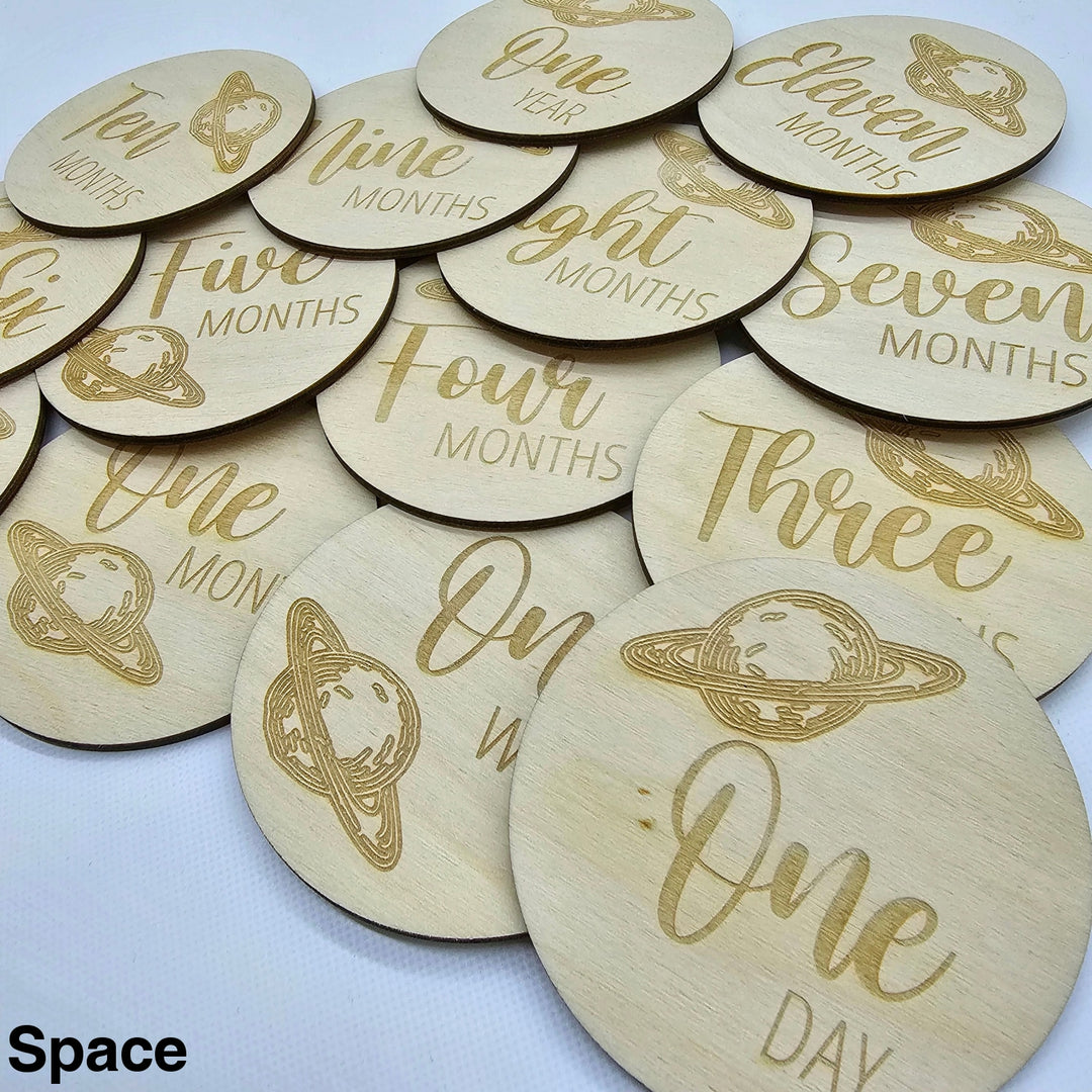 Assorted - Baby Milestone Engraved Discs Space