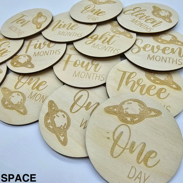 Assorted - Baby Milestone Engraved Discs Space