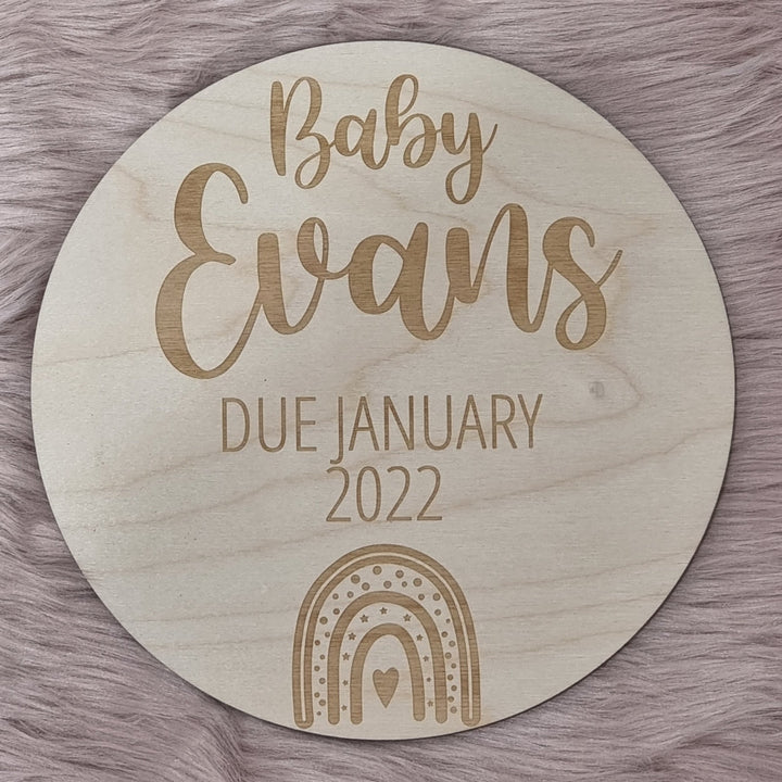 Assorted - Baby X Pregnancy Announcement Plaque 15Cm Round / Rainbow