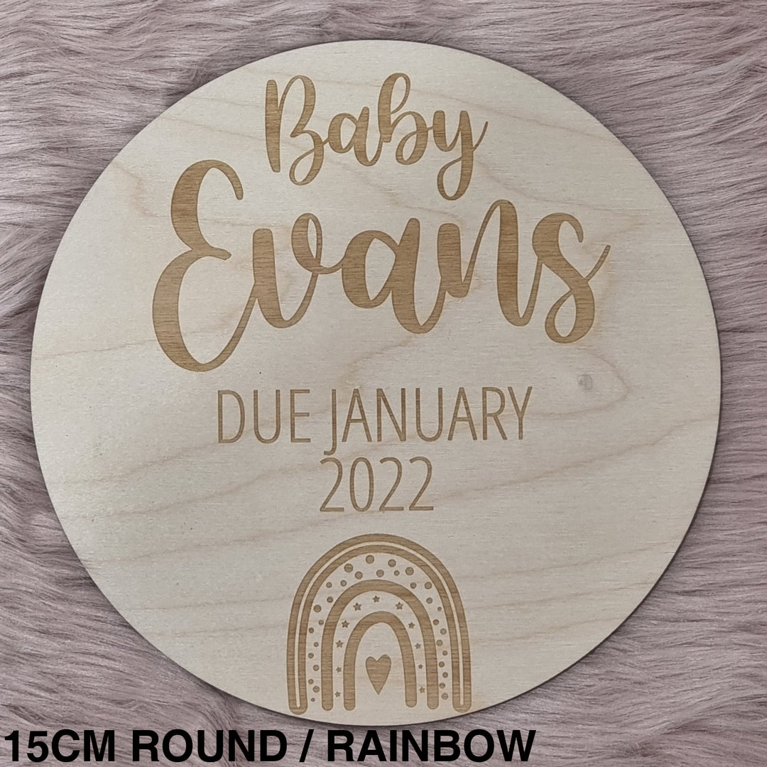 Assorted - Baby X Pregnancy Announcement Plaque 15Cm Round / Rainbow