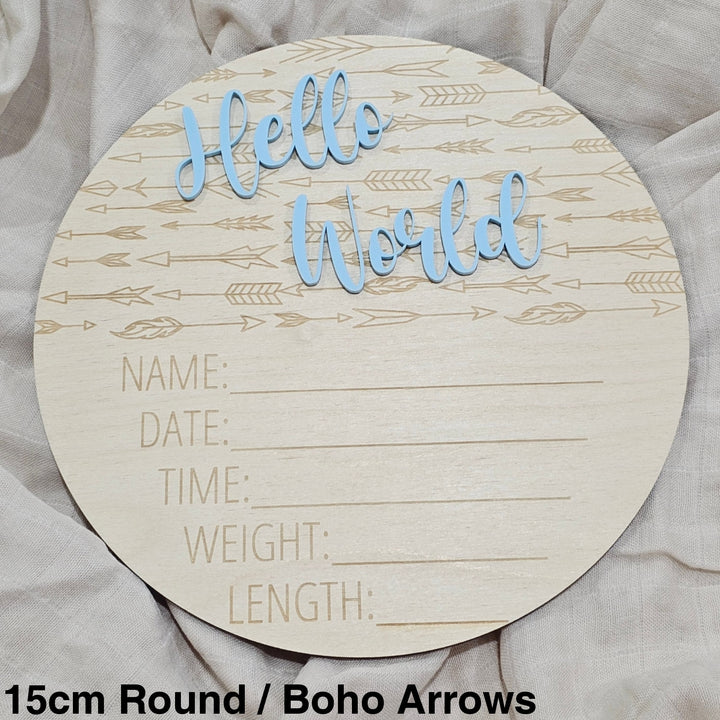 Hello World Announcement Plaque - Boho Arrows