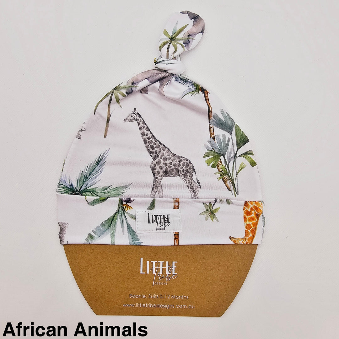 Bamboo Baby Beanie - Assorted African Animals Beanies & Topknot Headbands