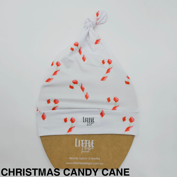 Bamboo Baby Beanie - Assorted Christmas Candy Cane Beanies & Topknot Headbands