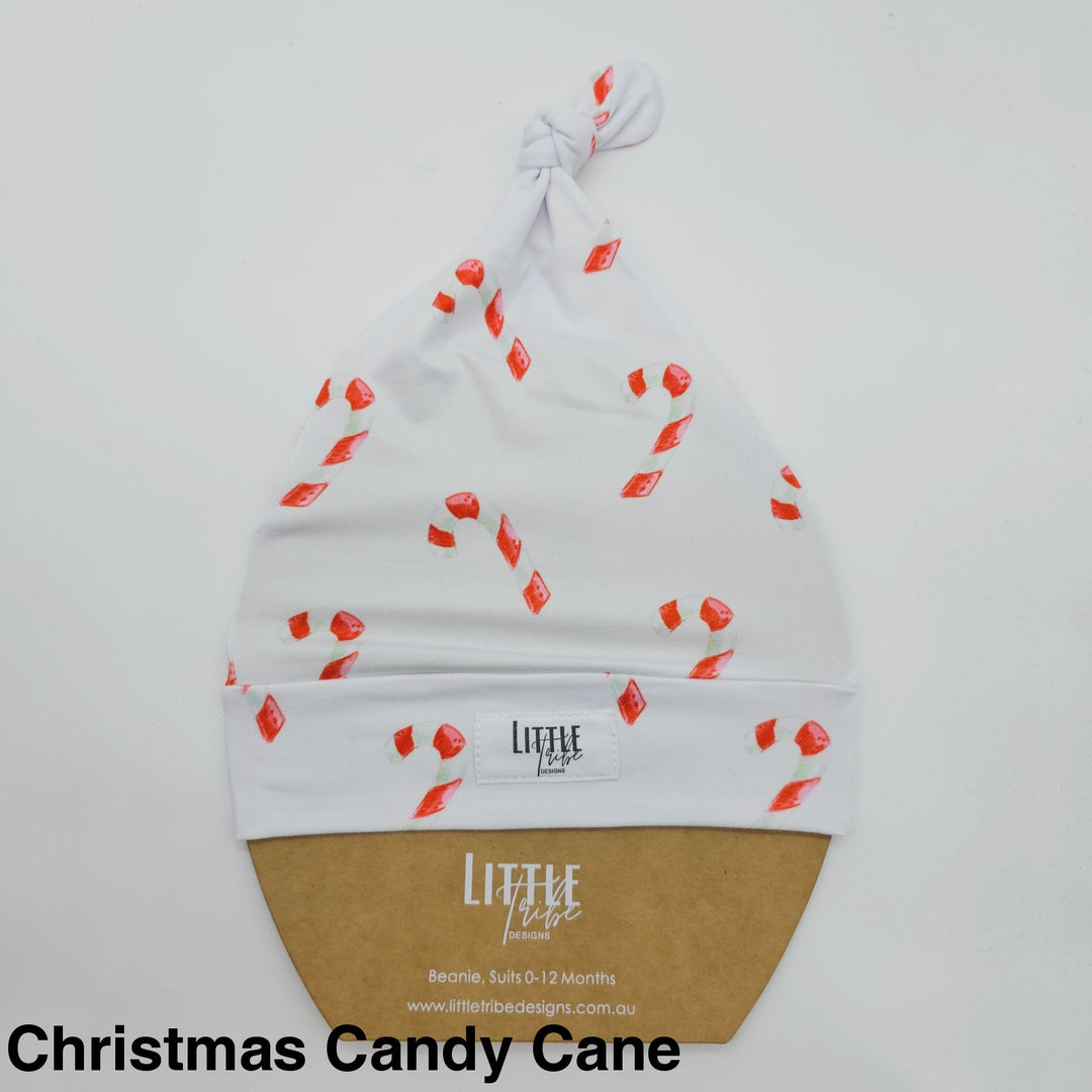 Bamboo Baby Beanie - Assorted Christmas Candy Cane Beanies & Topknot Headbands