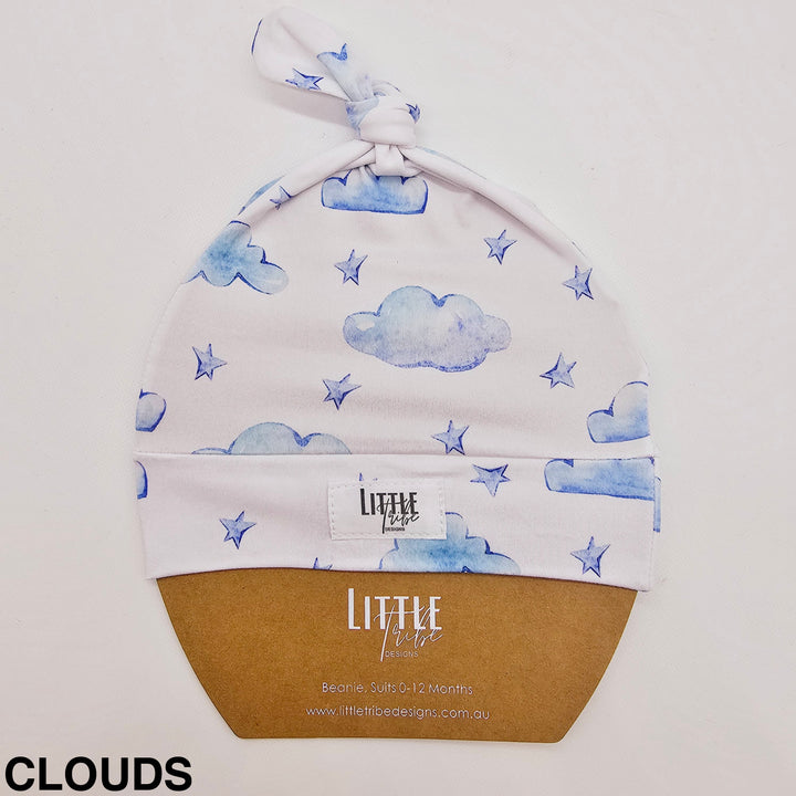 Bamboo Baby Beanie - Assorted Clouds Beanies & Topknot Headbands