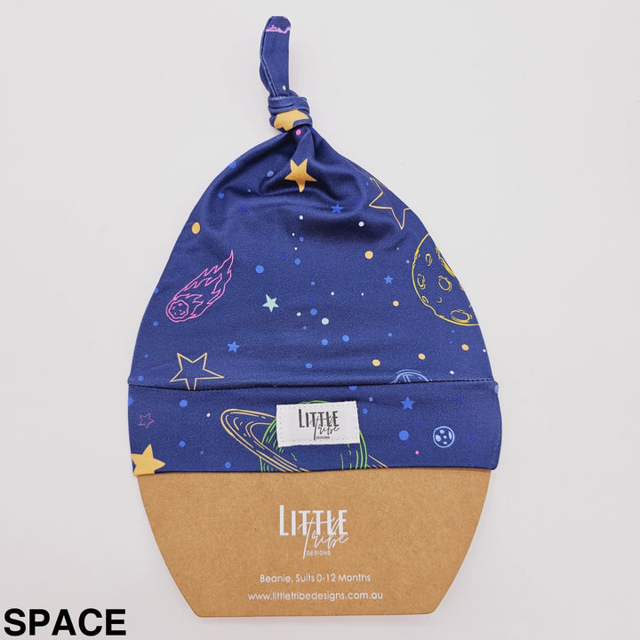 Bamboo Baby Beanie - Assorted Space Beanies & Topknot Headbands