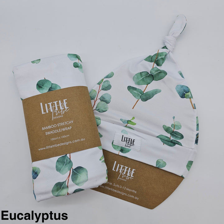 Bamboo Baby Swaddle And Beanie Set Eucalyptus