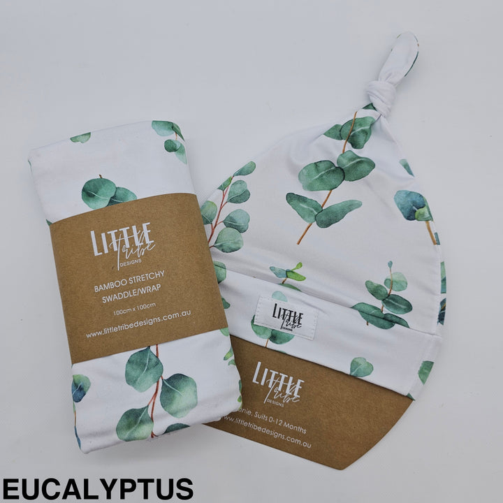 Bamboo Baby Swaddle And Beanie Set Eucalyptus