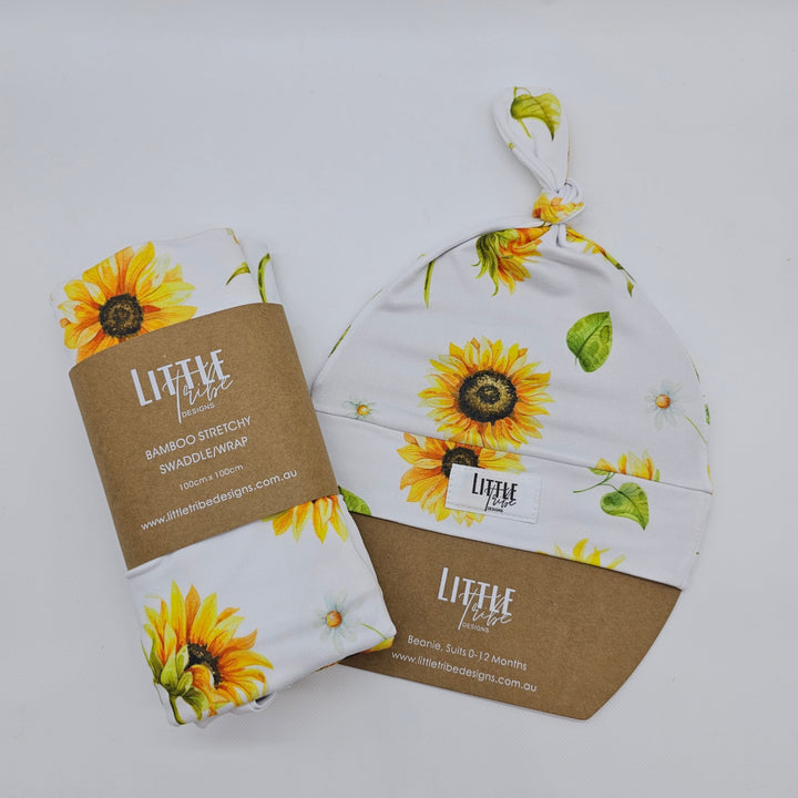 Bamboo Baby Swaddle And Beanie Set Sunflower