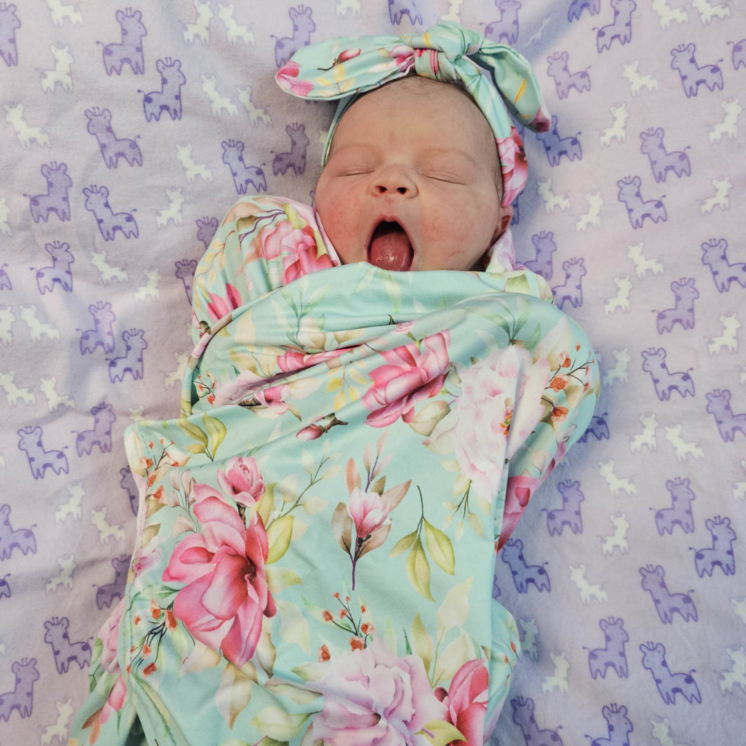 Bamboo Baby Swaddle And Topknot Set