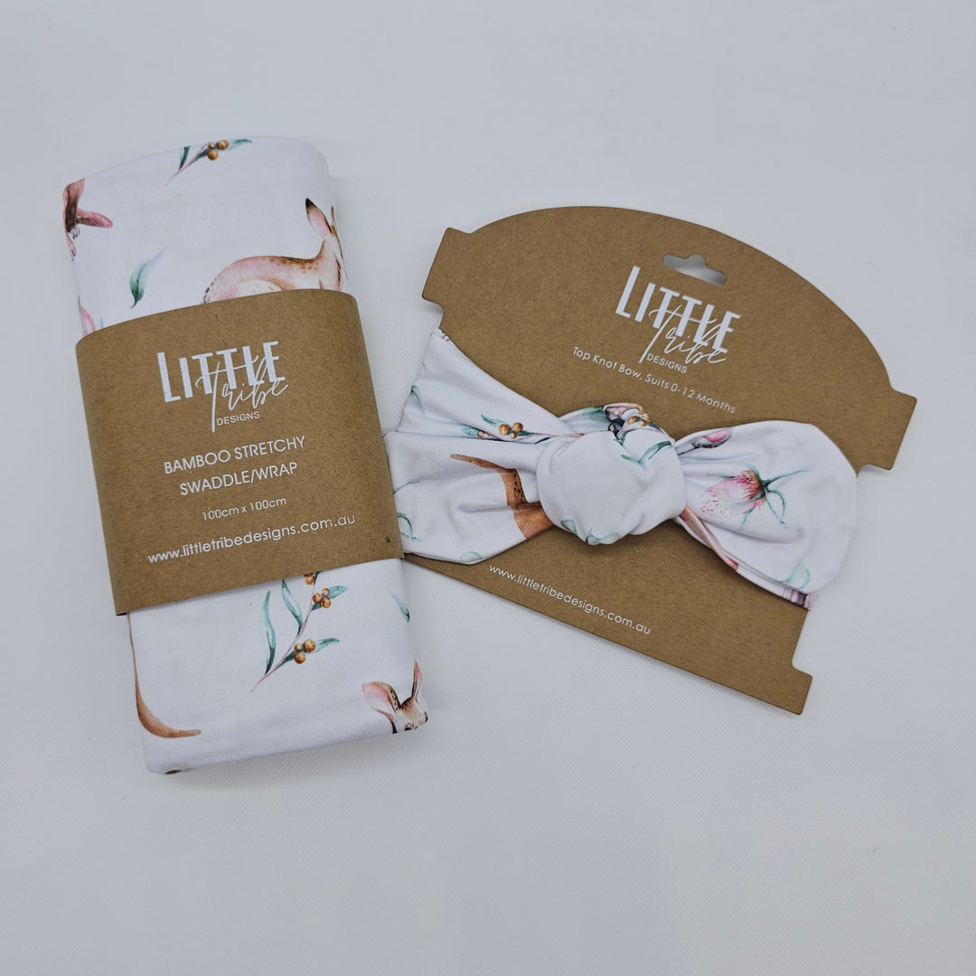 Bamboo Baby Swaddle And Topknot Set Australian Animals