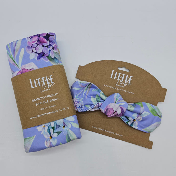 Bamboo Baby Swaddle And Topknot Set Bloom